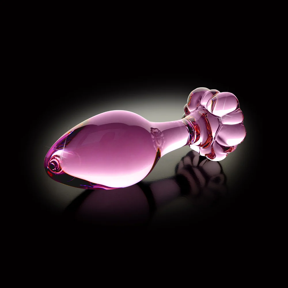 Icicles No. 48 Glass 3.5 in. Anal Plug With Flower Base Pink - Image 8