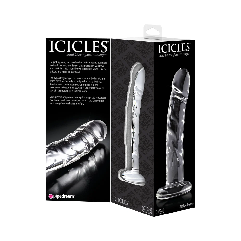 Icicles No. 62 Curved Realistic 6.5 in. Glass Dildo Clear - Image 9