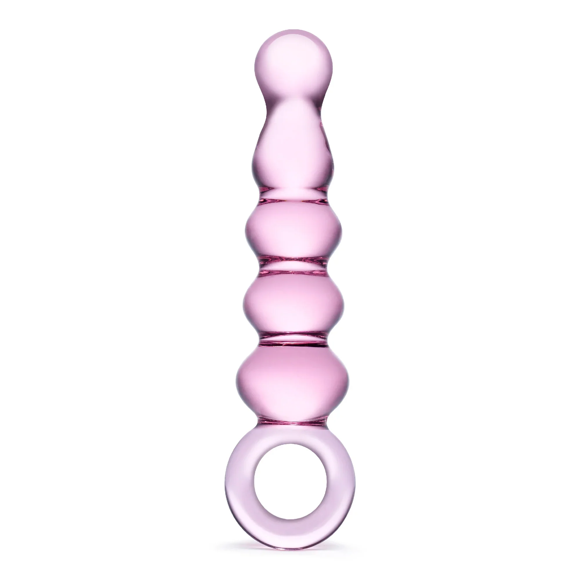 Glas 7.5 in. Quintessence Beaded Anal Slider Glass Dildo with Ring Handle - Image 9