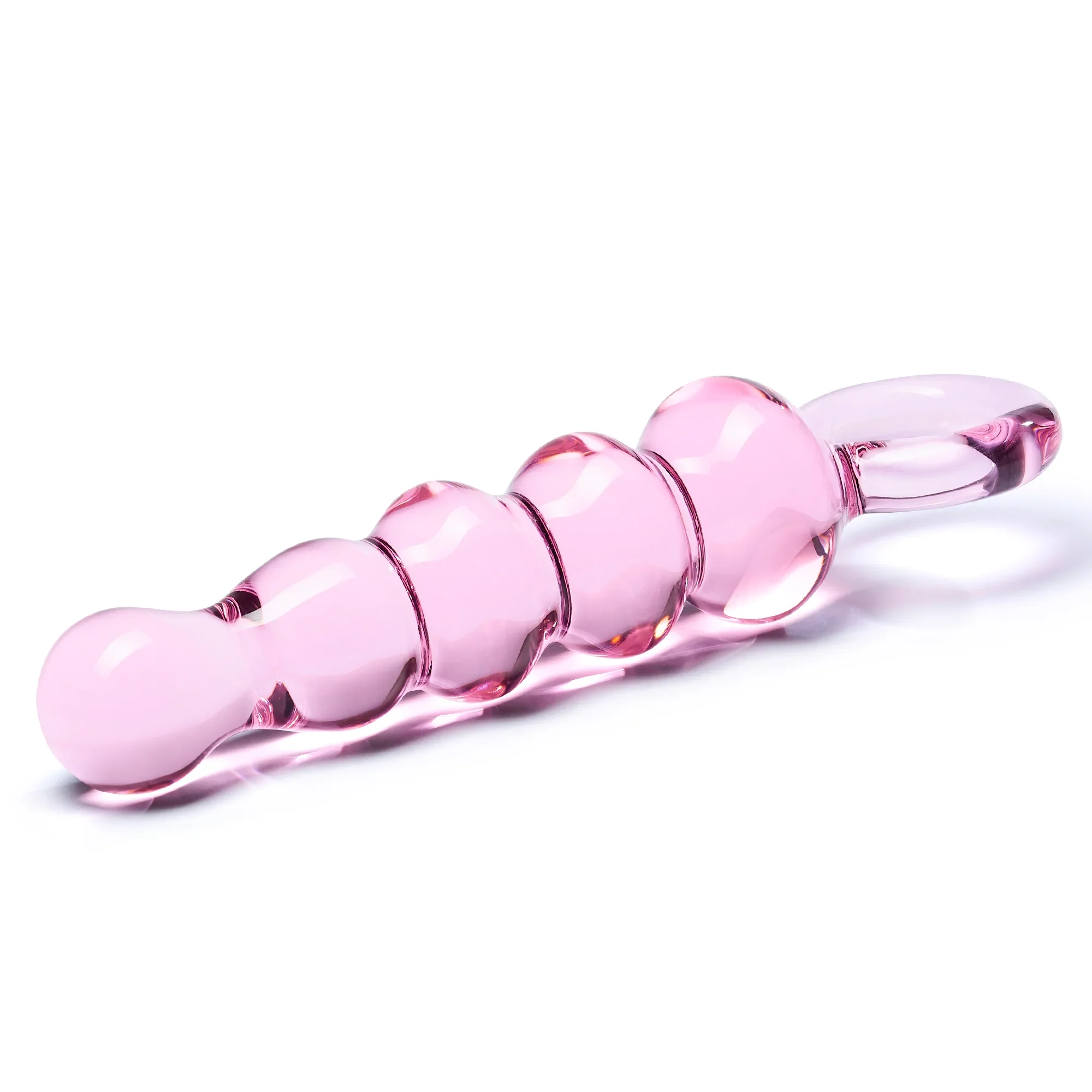 Glas 7.5 in. Quintessence Beaded Anal Slider Glass Dildo with Ring Handle - Image 10
