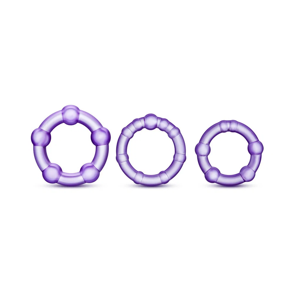 Stay Hard Beaded Cockrings 3-Piece Set Purple - Image 4