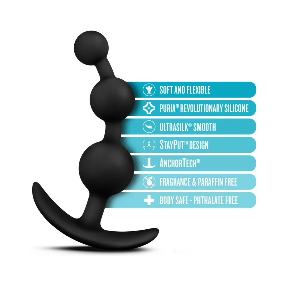 Luxe Be Me 3 Silicone Anal Beads Plug Black - Image 8