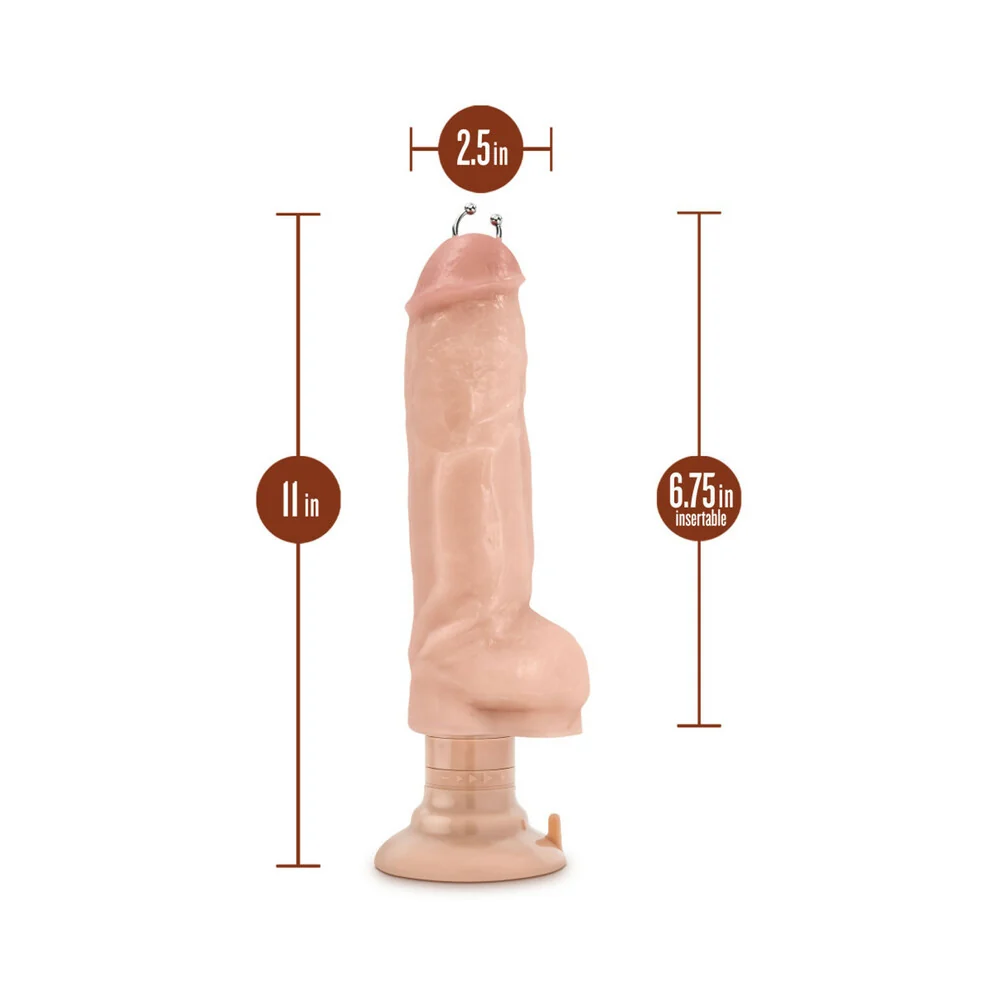 Loverboy Bad Boy Next Door Pierced 11 in. Vibrating Dildo with Balls Beige - Image 9