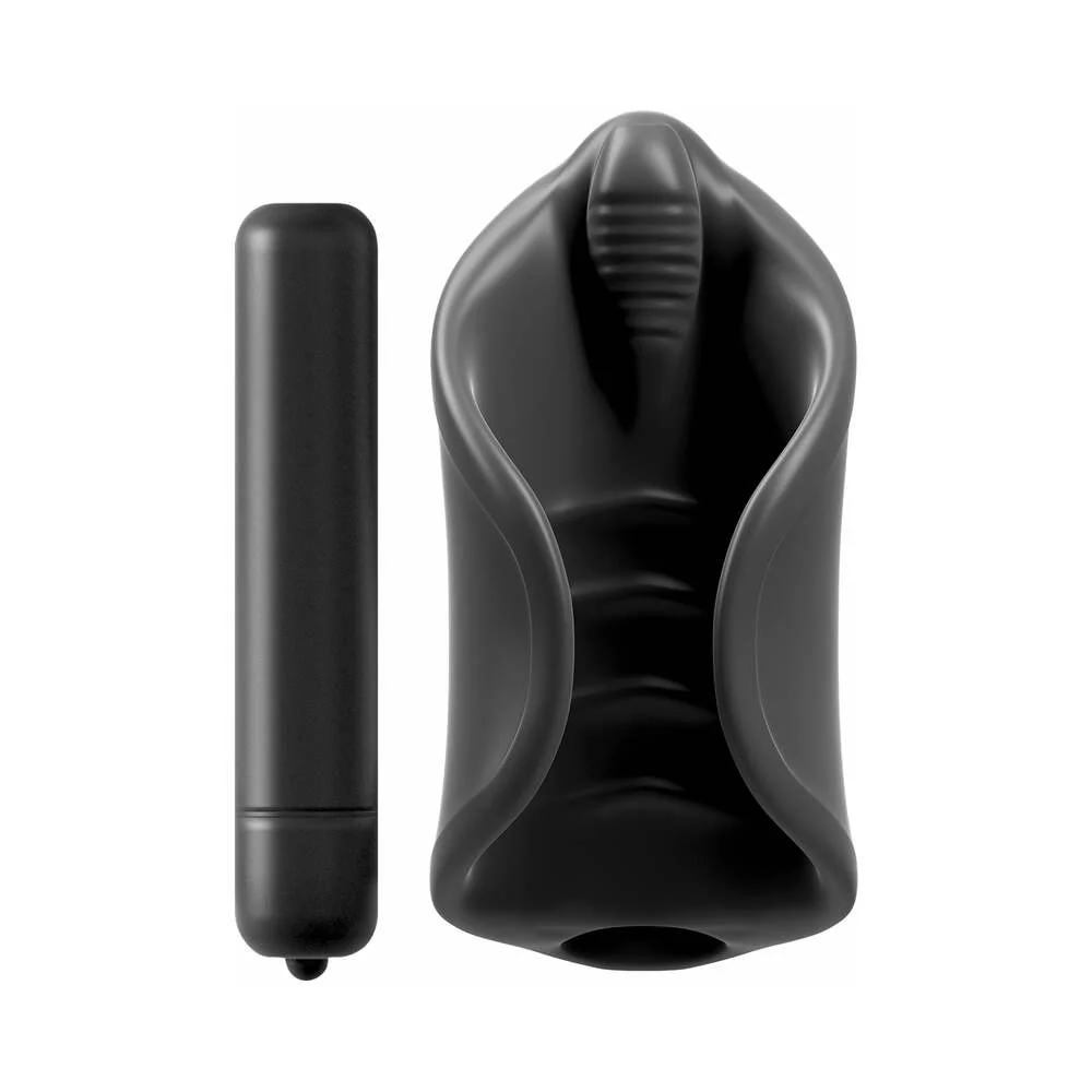 PDX Elite Vibrating Silicone Stimulator Stroker Black - Image 4