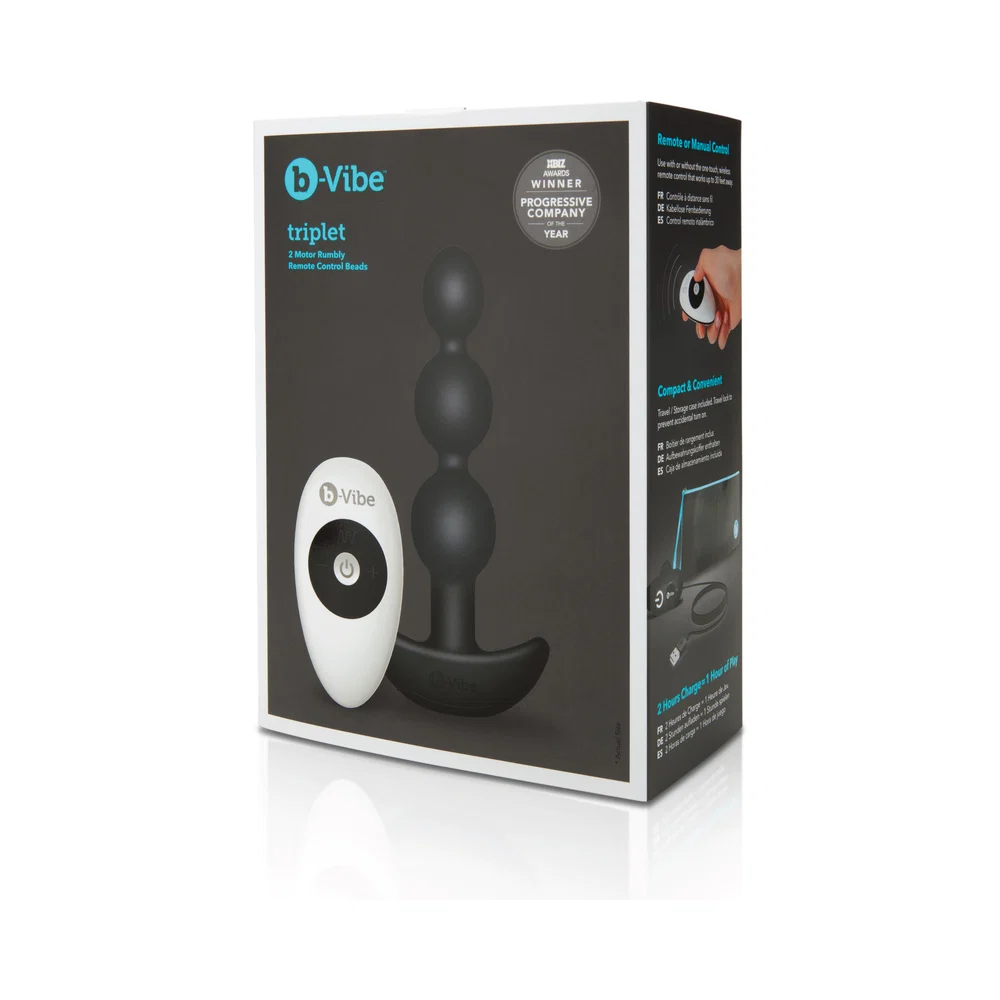 b-Vibe Triplet Rechargeable Remote-Controlled Vibrating Anal Beads Plug Black - Image 12