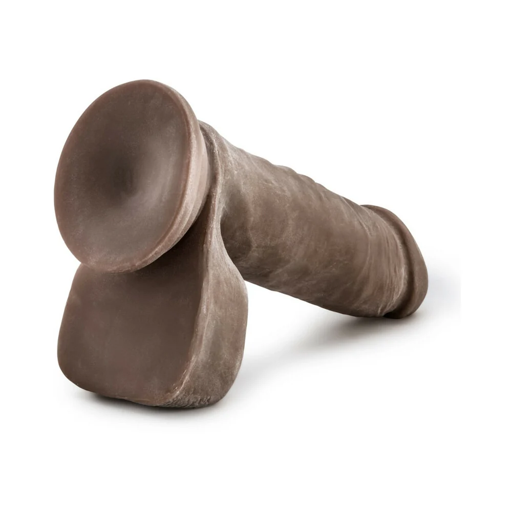 Au Naturel 8 in. Posable Dual Density Dildo with Balls Brown - Image 12
