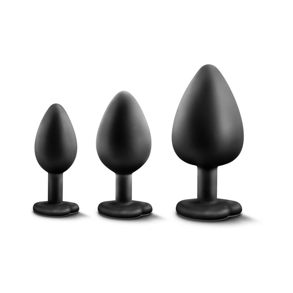 Luxe 3-Piece Bling Plug Training Kit with White Gem Base Black - Image 8
