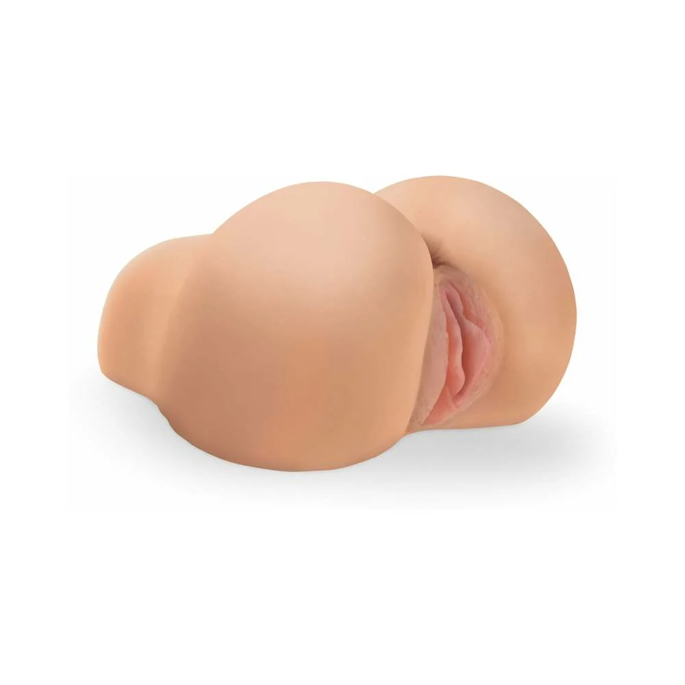 PDX Dirty Talk Interactive Mini Fuck Me Silly Rechargeable Vibrating Dual-Entry Masturbator Beige - Image 7