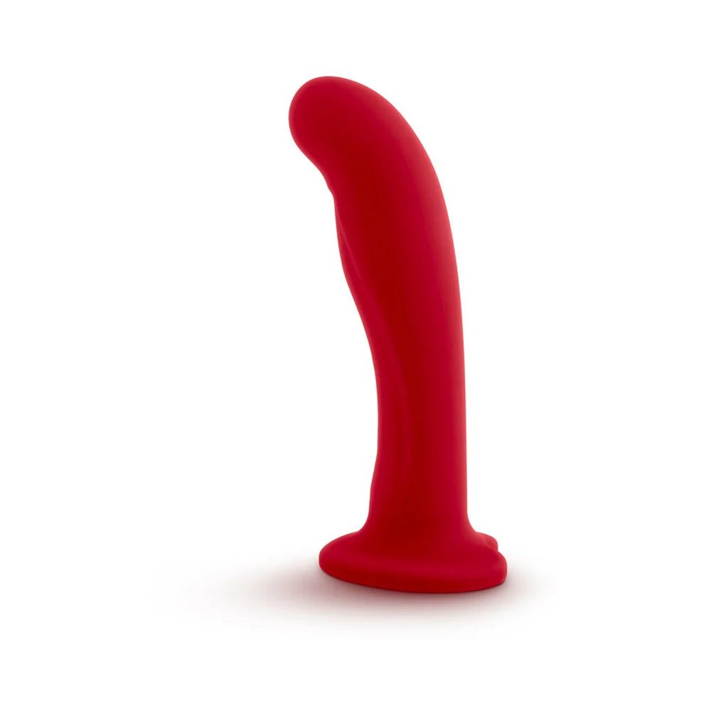 Temptasia Jezebel 6 in. Curved Silicone Dildo with Heart-Shaped Suction Cup Crimson - Image 9