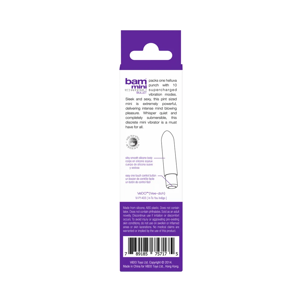 VeDO Bam Mini Rechargeable Bullet Vibe - Indigo - Image 13