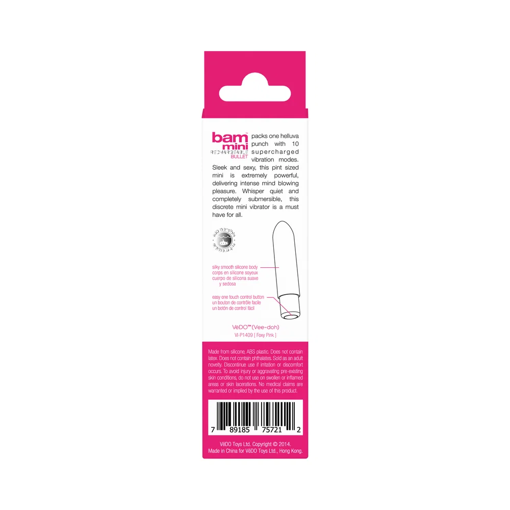 VeDO Bam Mini Rechargeable Bullet Vibe - Foxy Pink - Image 13
