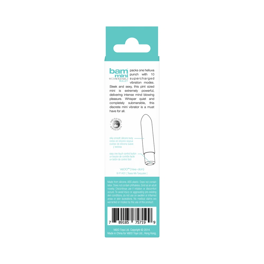 VeDO Bam Mini Rechargeable Bullet Vibe - Tease Me Turquoise - Image 13