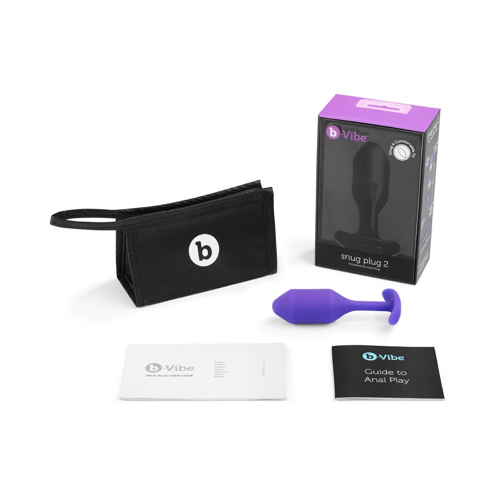 b-Vibe Snug Plug 2 Weighted Silicone Anal Plug Purple - Image 7