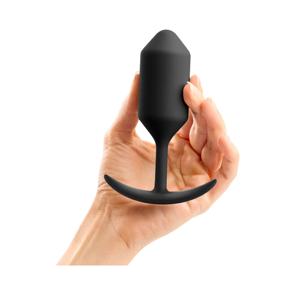 b-Vibe Snug Plug 3 Weighted Silicone Anal Plug Black - Image 11