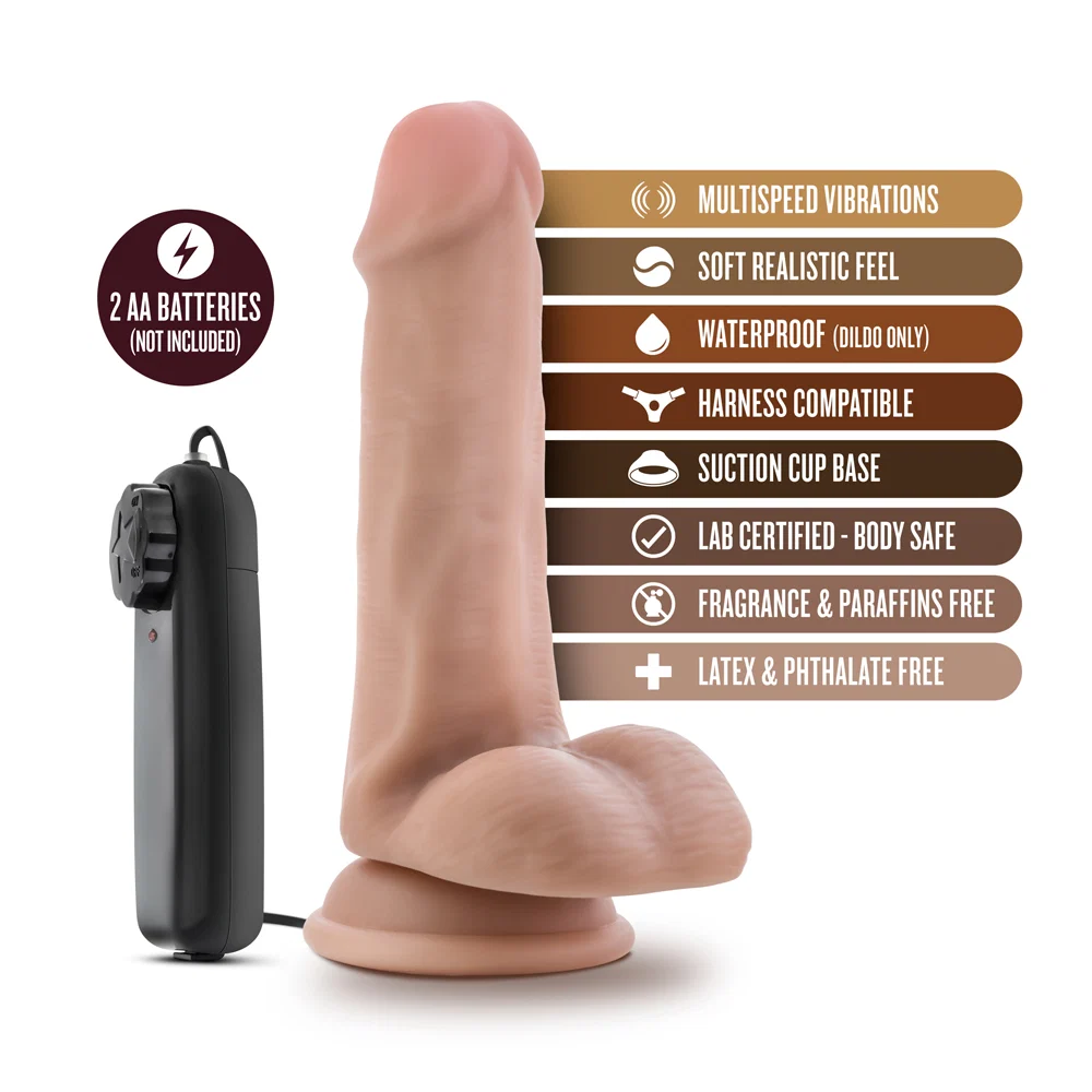 Dr. Skin Dr. Rob 6.5 in. Vibrating Dildo with Balls Beige - Image 13