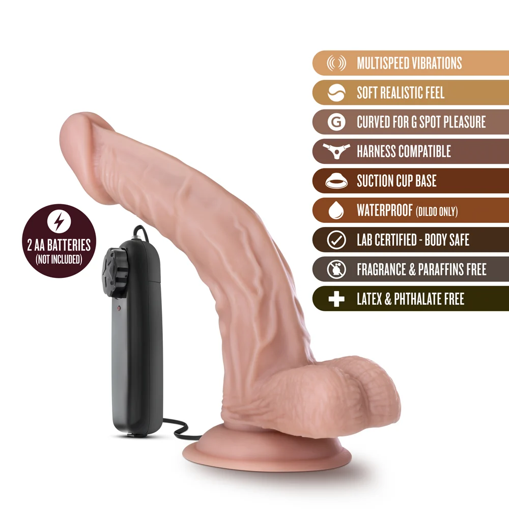 Dr. Skin Dr. Sean Realistic 8 in. Vibrating Dildo with Balls Beige - Image 11