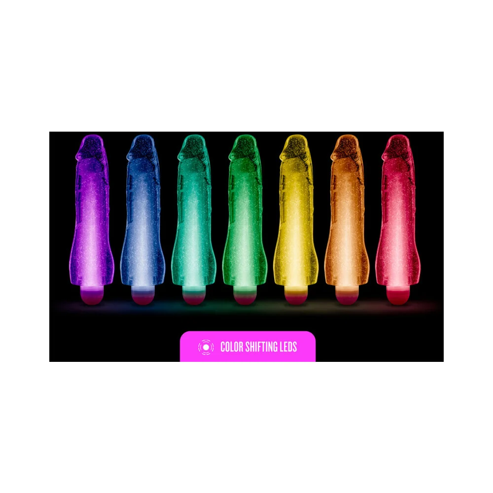 Glow Dicks Molly Color Changing 8 in. Vibrating Dildo Glitter Purple - Image 13