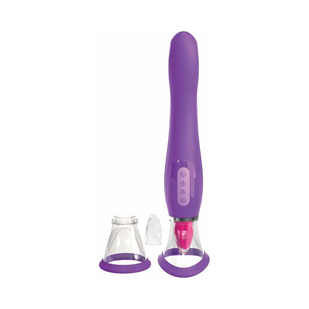 Fantasy For Her Her Ultimate Pleasure Dual-Ended Vibrator With Licking Suction Purple - Image 7