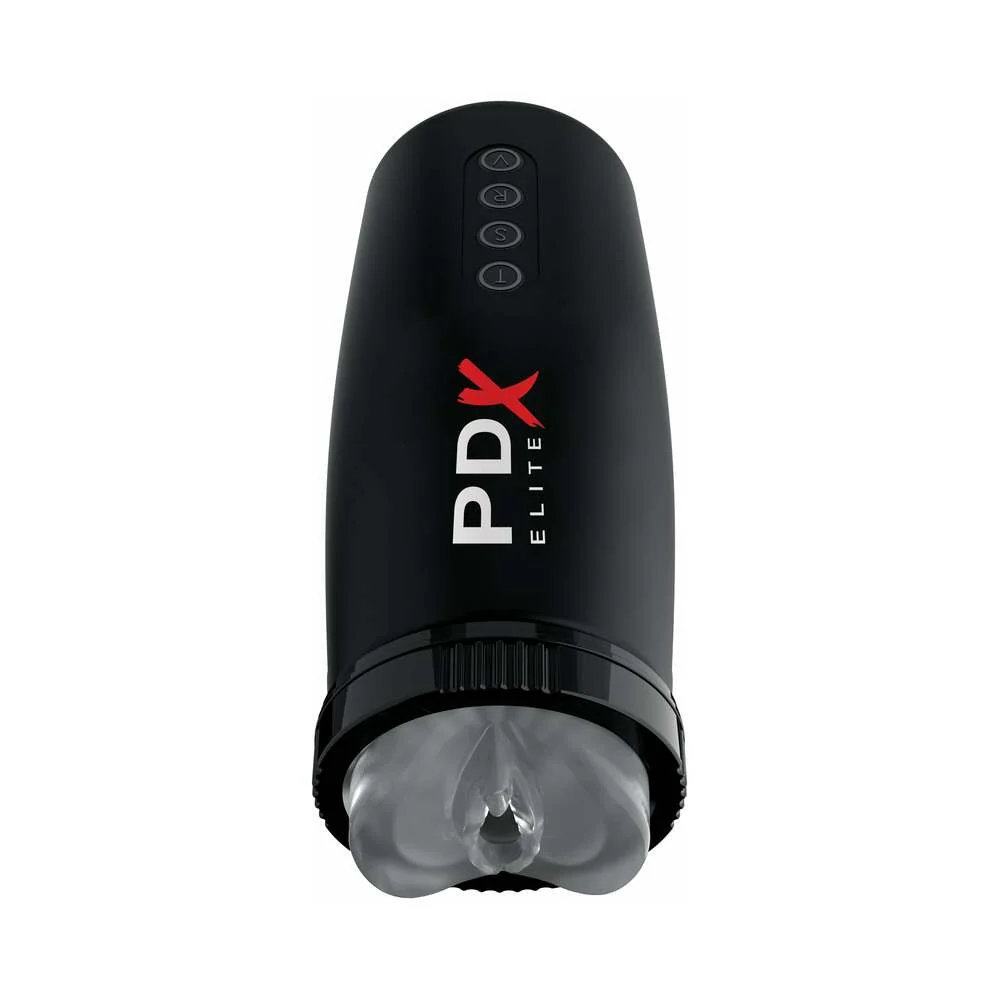 PDX Elite Motobator 2 Rechargeable Thrusting Vibrating Masturbator Clear/Black - Image 7