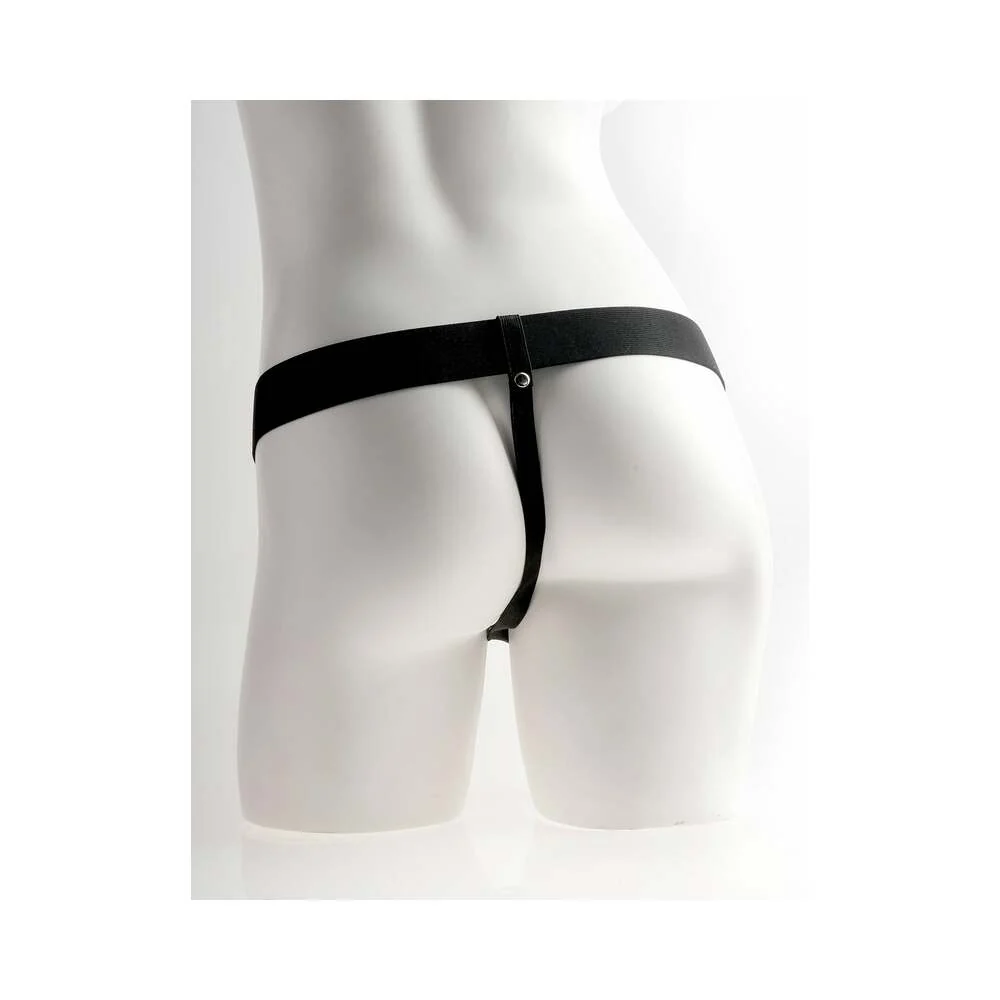 Fetish Fantasy Series Rechargeable Vibrating 6 in. Hollow Strap-On With Balls Tan/Black - Image 11