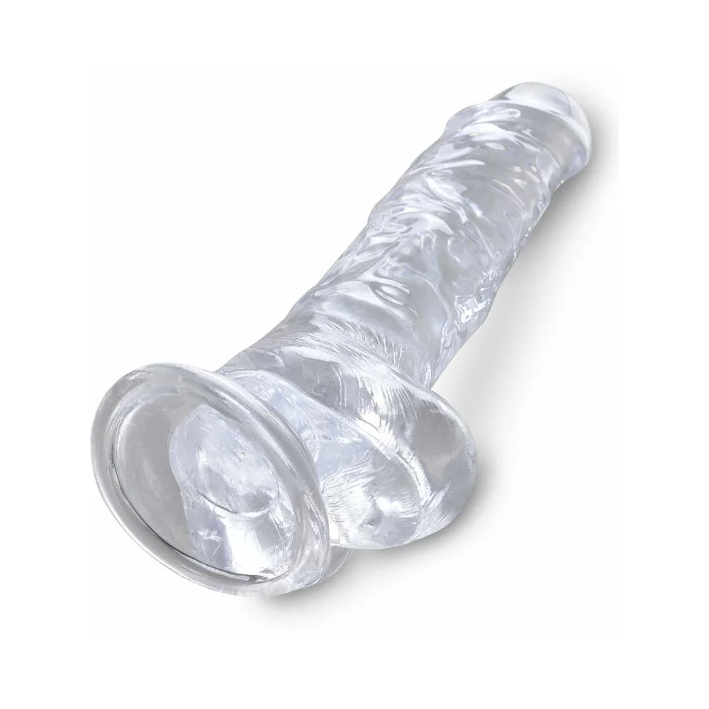 King Cock Clear 8 in. Cock With Balls Realistic Suction Cup Dildo - Image 9