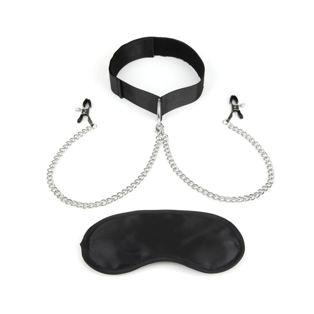 Lux Fetish Collar & Nipple Clamps with Adjustable Pressure - Image 10