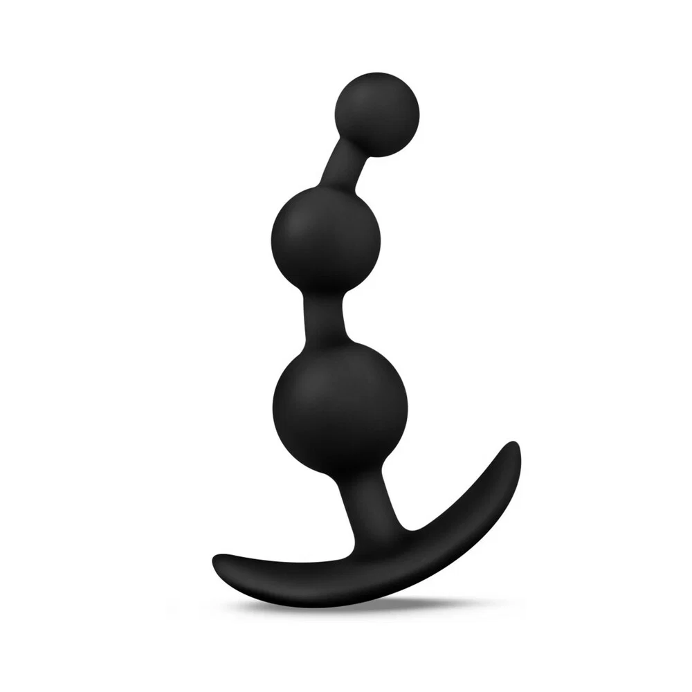 Anal Adventures Platinum Silicone Small Anal Beads Plug Black - Image 7
