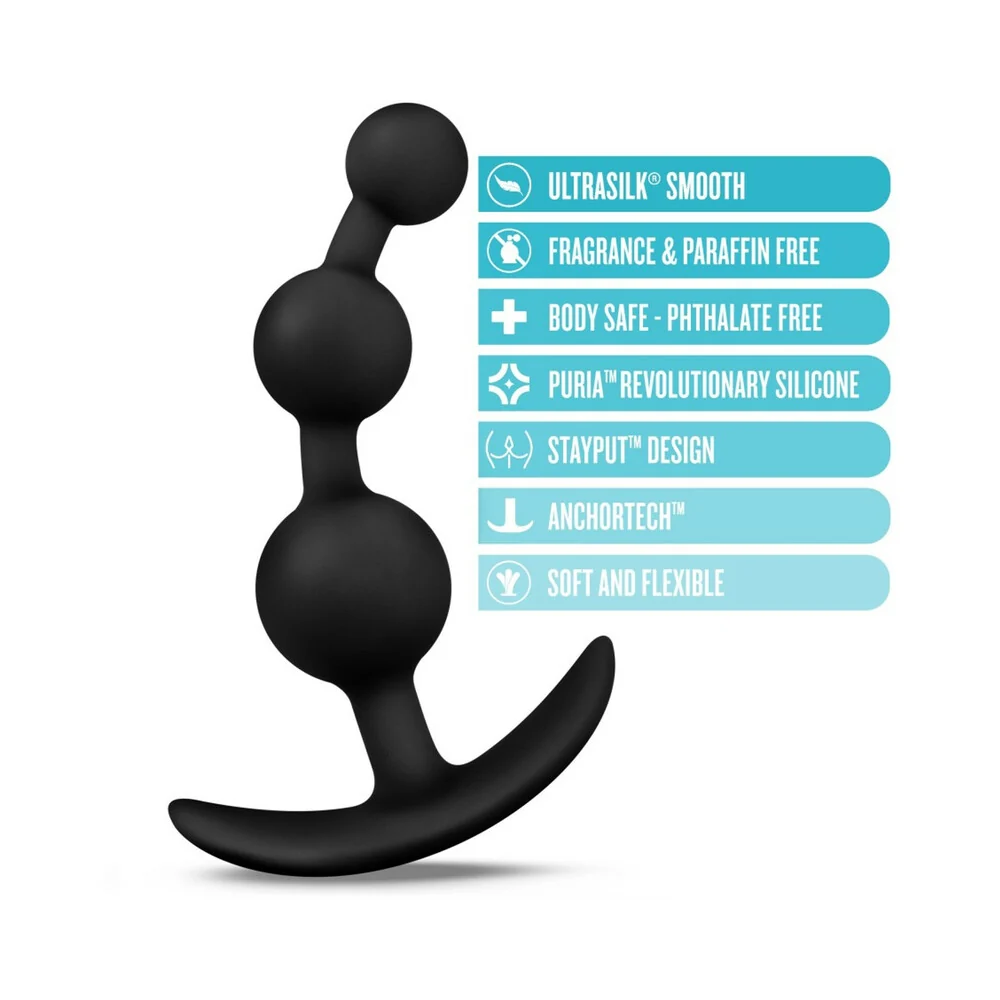 Anal Adventures Platinum Silicone Small Anal Beads Plug Black - Image 8