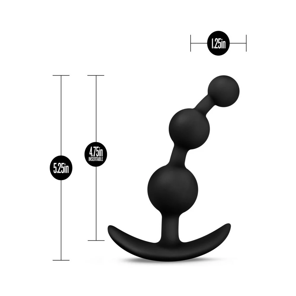 Anal Adventures Platinum Silicone Small Anal Beads Plug Black - Image 9