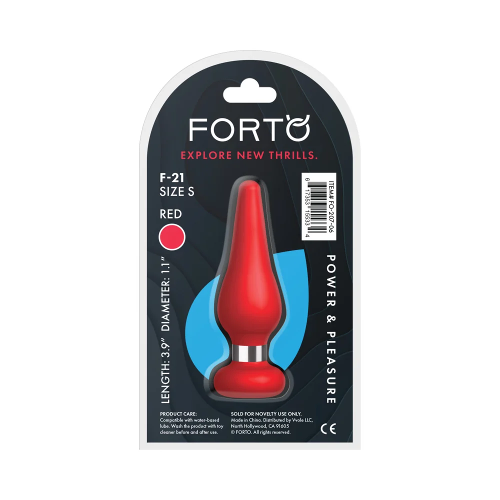 Forto F-21 Tear Drop Silicone Anal Plug Small Red - Image 9