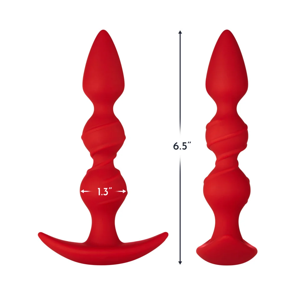 Forto F-42 Spiral Beads Silicone Anal Plug Red - Image 10