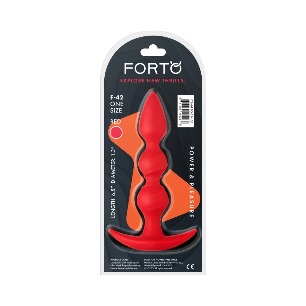 Forto F-42 Spiral Beads Silicone Anal Plug Red - Image 11