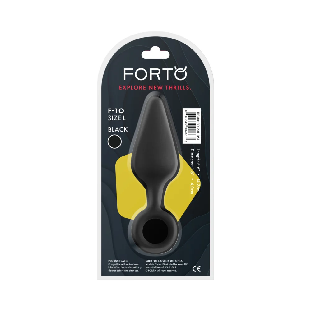 Forto F-10 Silicone Anal Plug with Pull Ring Large Black - Image 11