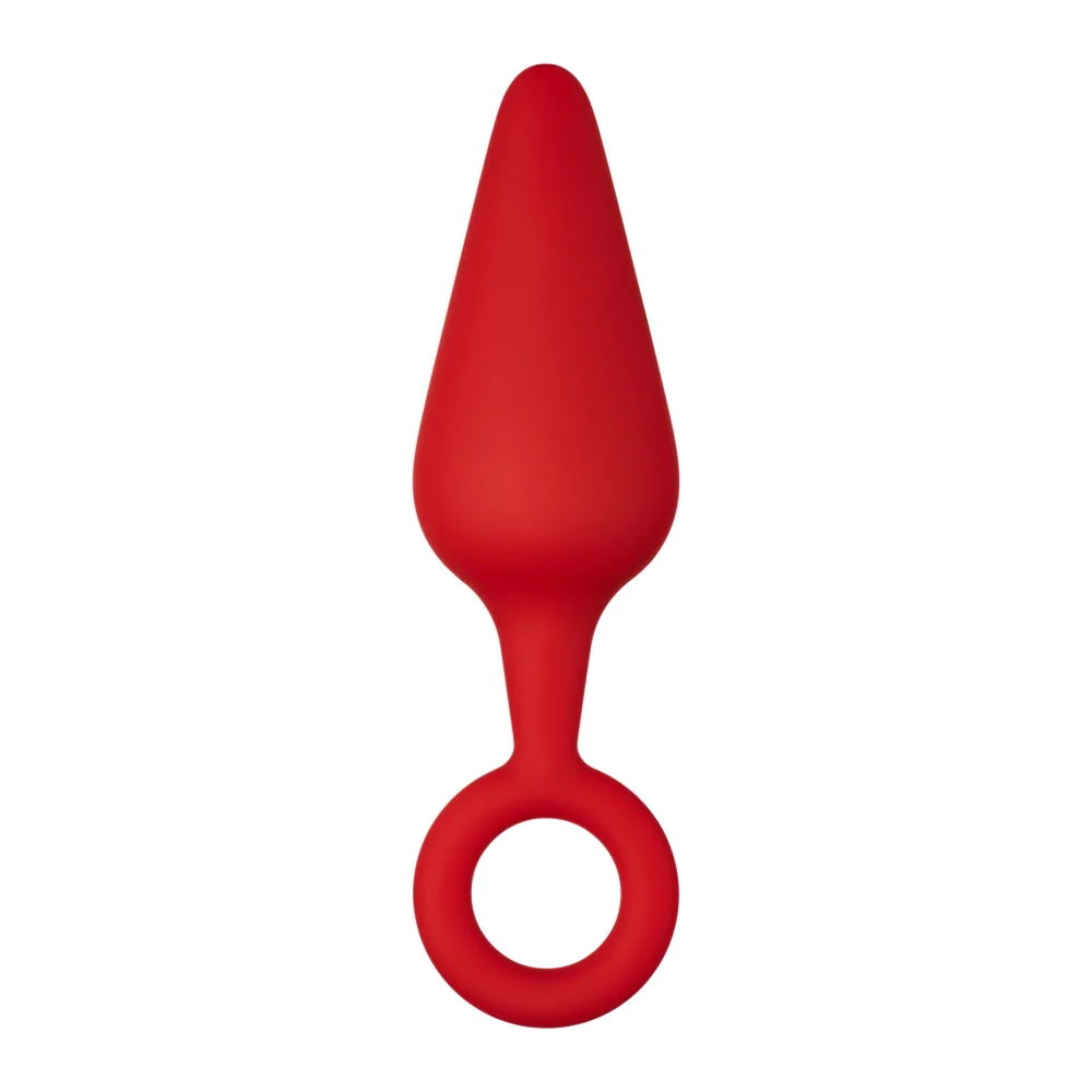 Forto F-10 Silicone Anal Plug with Pull Ring Large Red - Image 7