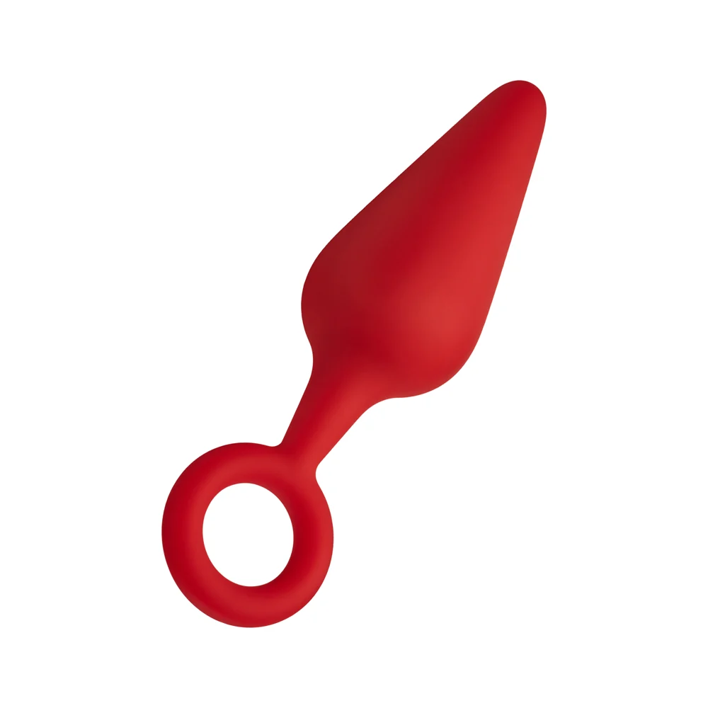 Forto F-10 Silicone Anal Plug with Pull Ring Large Red - Image 9