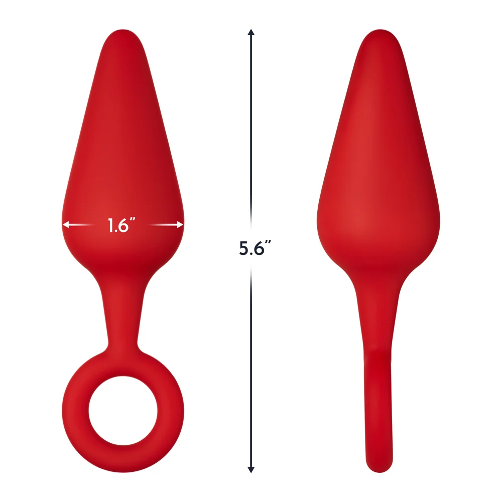 Forto F-10 Silicone Anal Plug with Pull Ring Large Red - Image 10