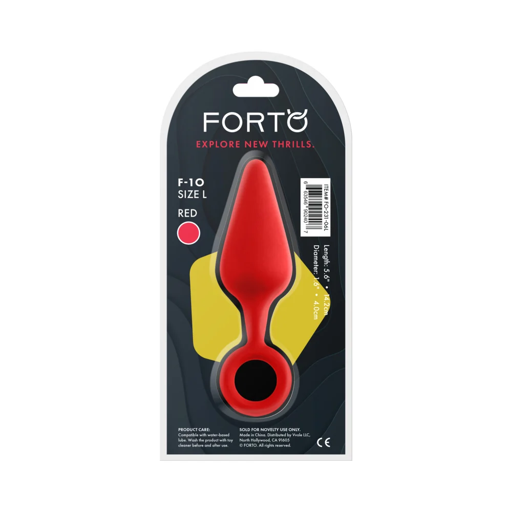 Forto F-10 Silicone Anal Plug with Pull Ring Large Red - Image 11