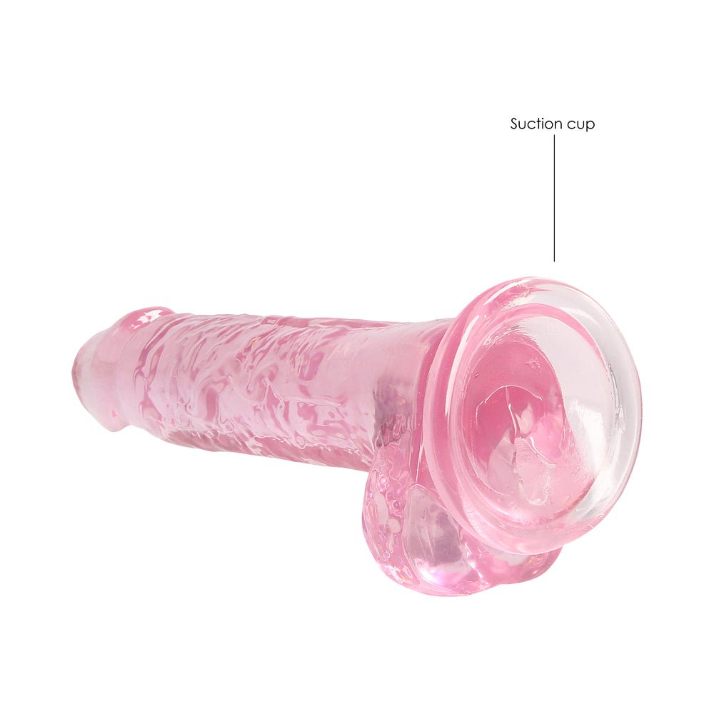 RealRock Crystal Clear Realistic 7 in. Dildo With Balls and Suction Cup Pink - Image 12