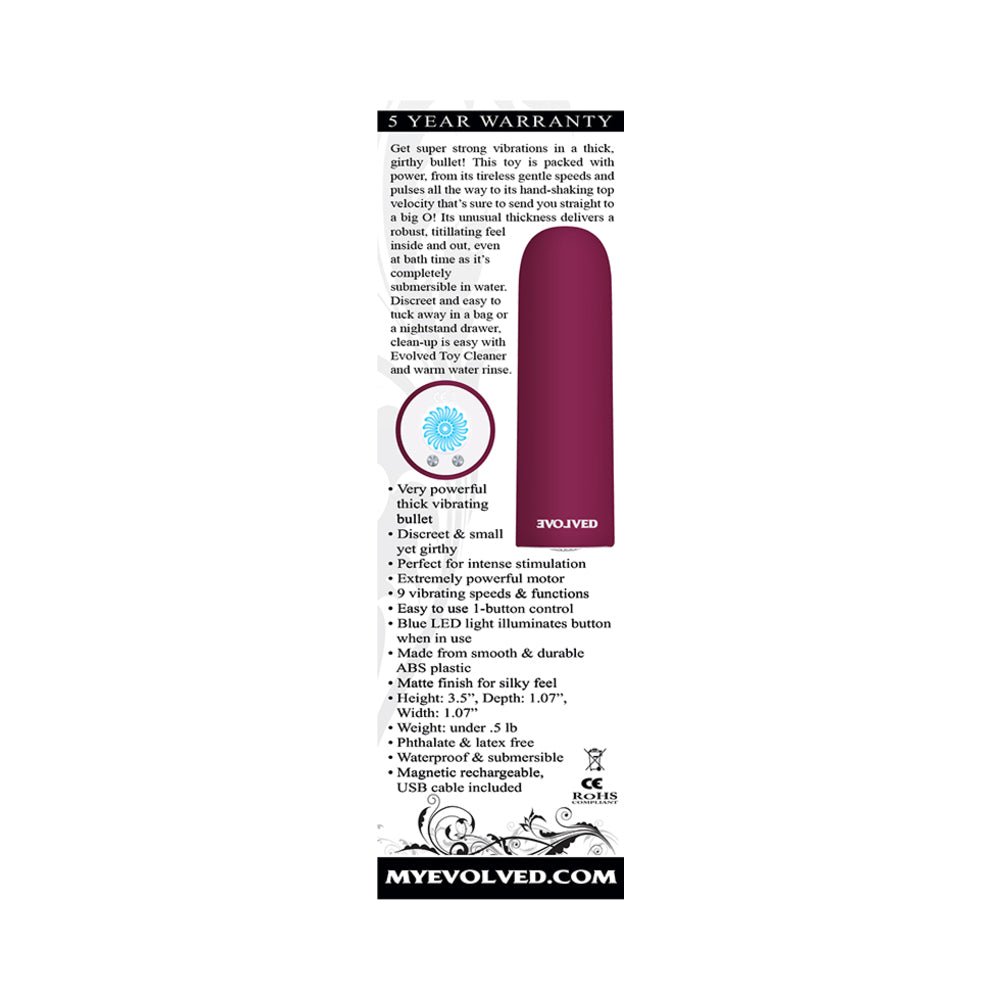 Evolved Mighty Thick Rechargeable Bullet Vibrator Burgundy - Image 11