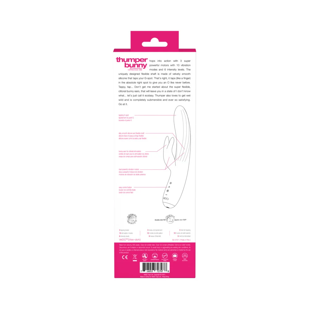 Vedo Thumper Bunny Rechargeable Dual Vibe Pretty Pink - Image 11
