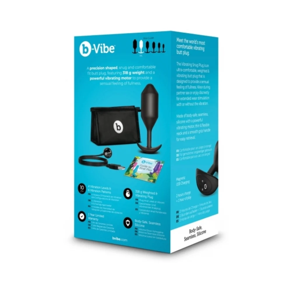b-Vibe Vibrating Snug Plug 5 Rechargeable Weighted Silicone Anal Plug Black - Image 8