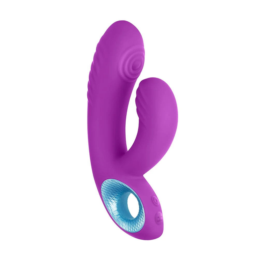 FemmeFunn Cora Rechargeable Silicone Thumping Dual Stimulation Vibrator Purple - Image 4