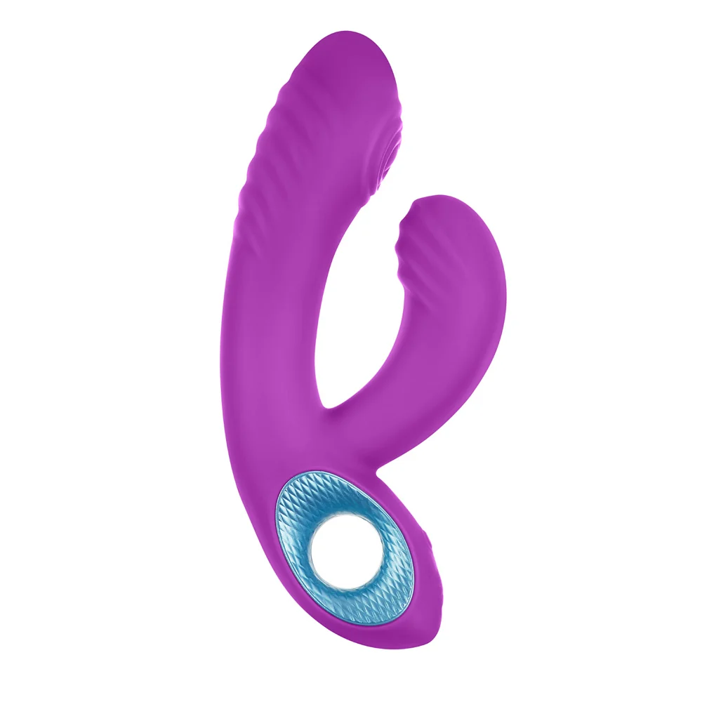 FemmeFunn Cora Rechargeable Silicone Thumping Dual Stimulation Vibrator Purple - Image 5