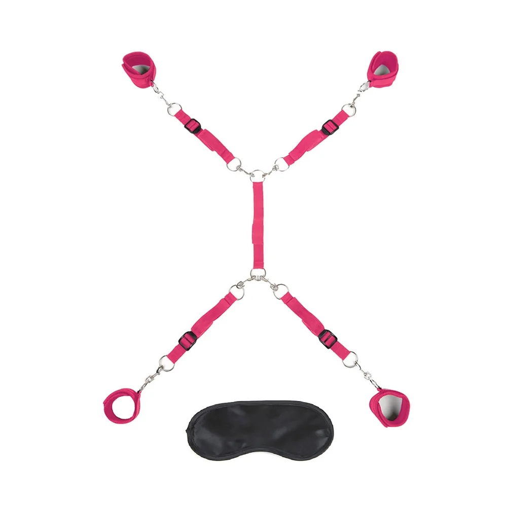 Lux Fetish 7-Piece Bed Spreader Playful Restraint System Hot Pink - Image 11
