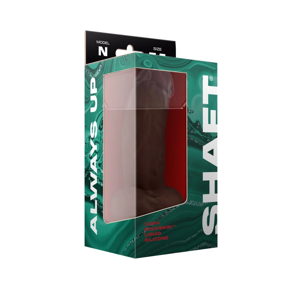 Shaft Model N: 7.5 in. Dual Density Silicone Dildo with Balls Mahogany - Image 7