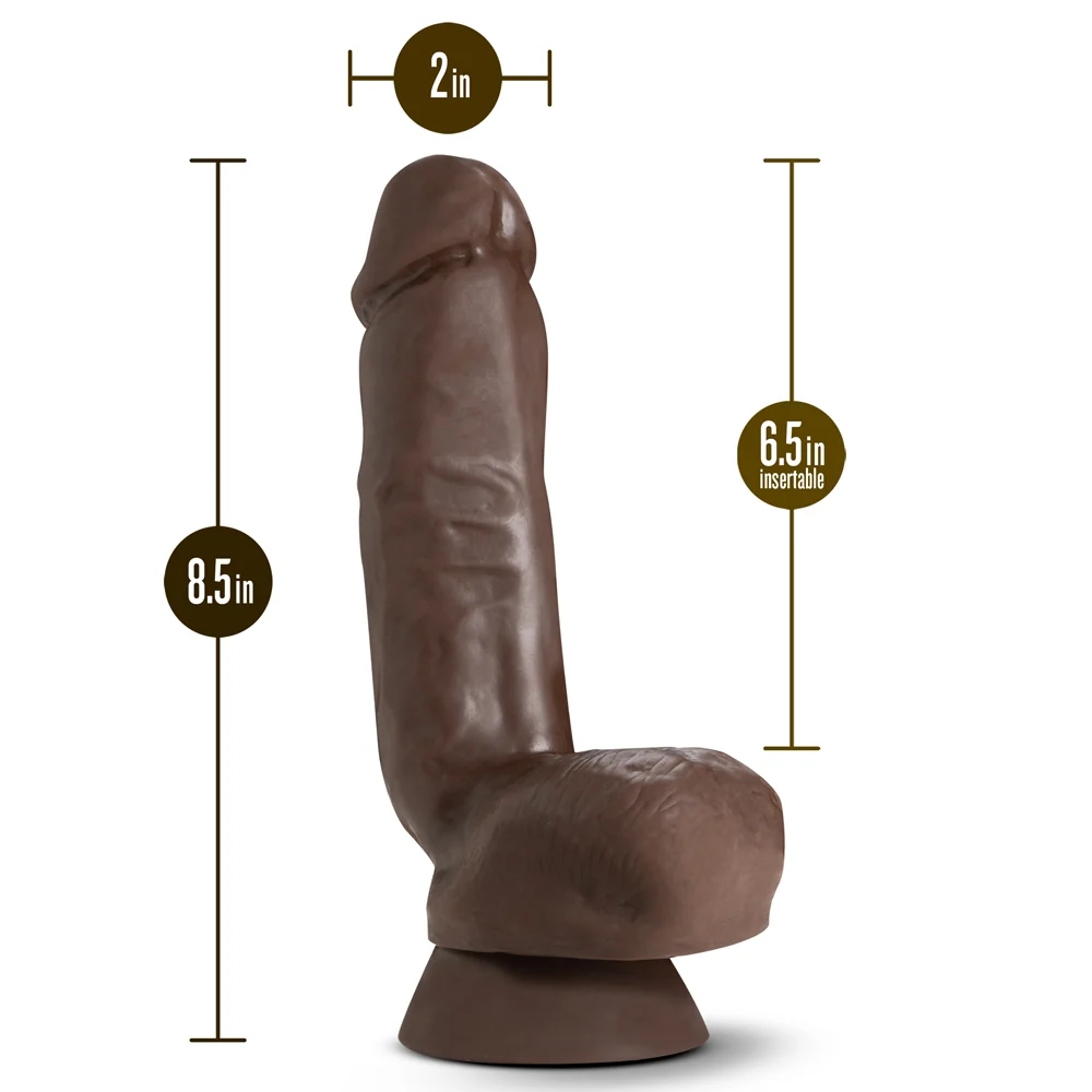 Dr. Skin Plus Thick 8 in. Triple Density Posable Dildo with Balls Brown - Image 12