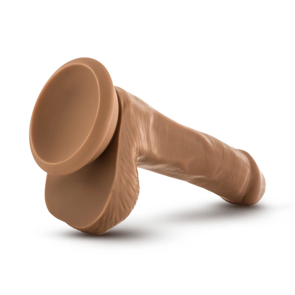 Dr. Skin Plus Realistic 6 in. Triple Density Posable Dildo with Balls Tan - Image 12