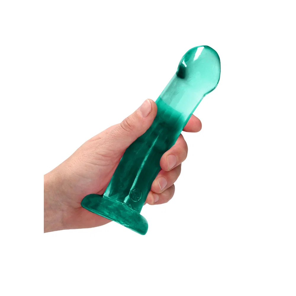RealRock Crystal Clear Non-Realistic 7 in. Dildo With Suction Cup Turquoise - Image 9