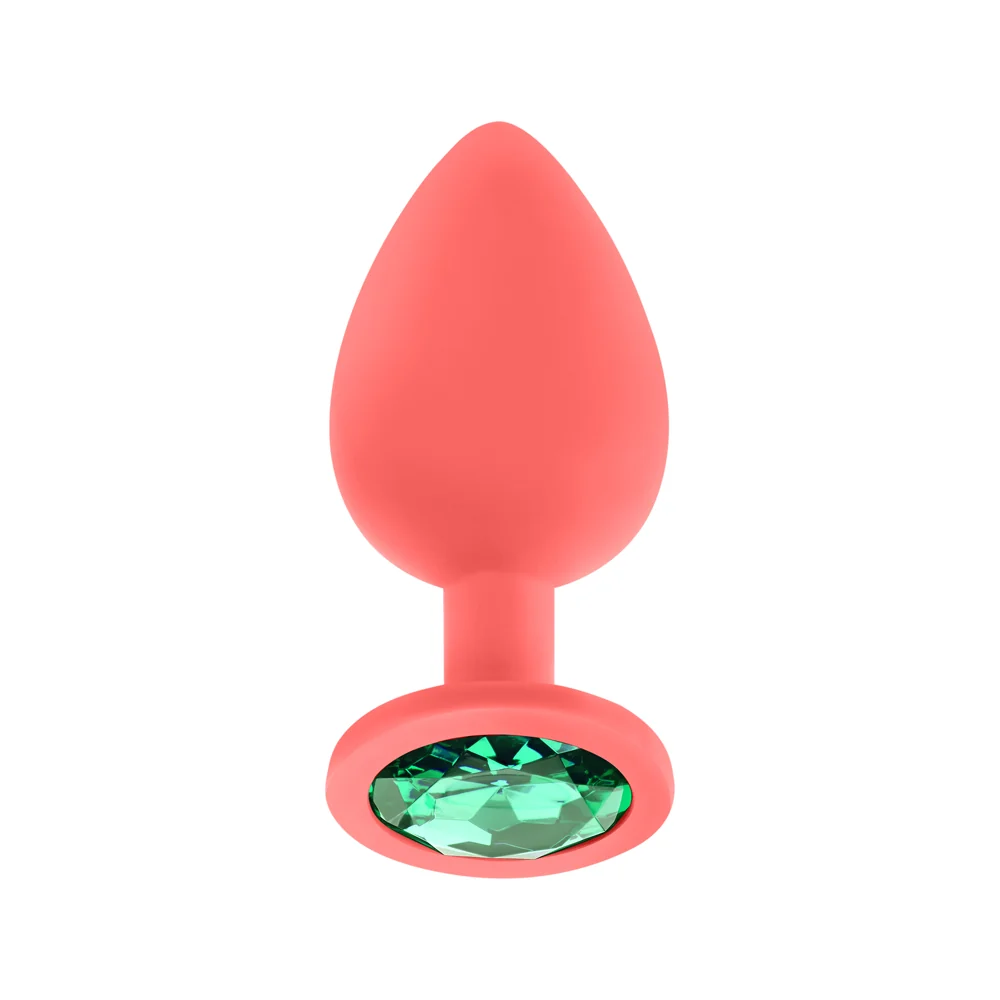 Luv Inc Jp33 Jeweled Large Plug Silicone with 3-Piece Interchangeable Gems Coral - Image 6