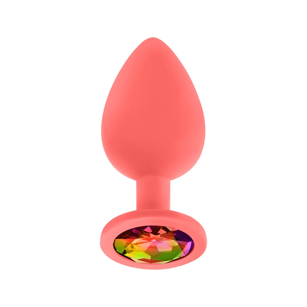 Luv Inc Jp33 Jeweled Large Plug Silicone with 3-Piece Interchangeable Gems Coral - Image 7